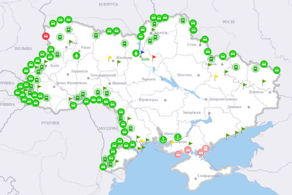 карта очередей на границе Украины и Польши
