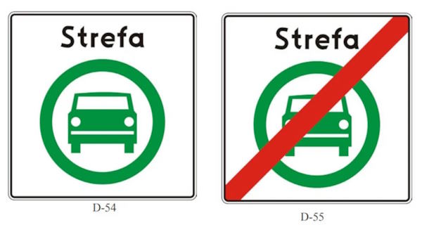 Зона чистого транспорта в Польше знак
