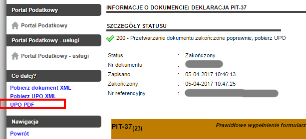 Как подать налоговую декларацию PIT 37 онлайн, через сервис PIT - WZ, часть 2