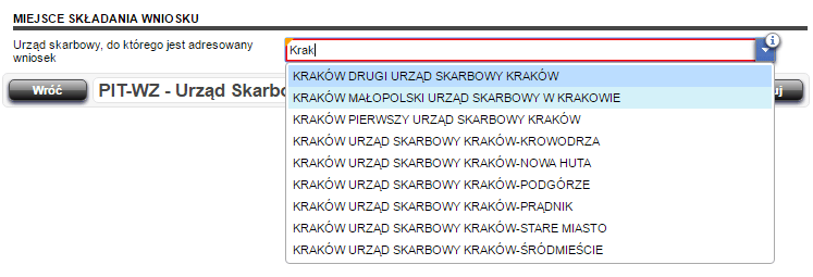 заполнение заявки PIT-WZ для налоговой декларации